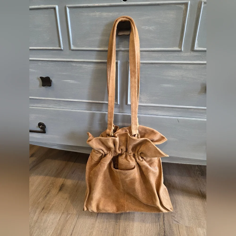 Hobo International Vtg Leather  Drawstring Bucket Slouchy Hobo Bag 12